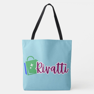 Rivatti Large Capacity Blue Tote Bag - 18" Square Custom Shoulder Bag with Cotton Handles